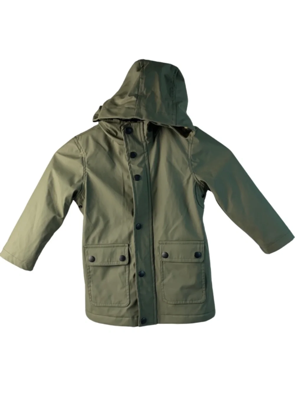 Urban Republic Olive Camo Raincoat Boy's Size 3T Faux Fur Lined Hooded Fall
